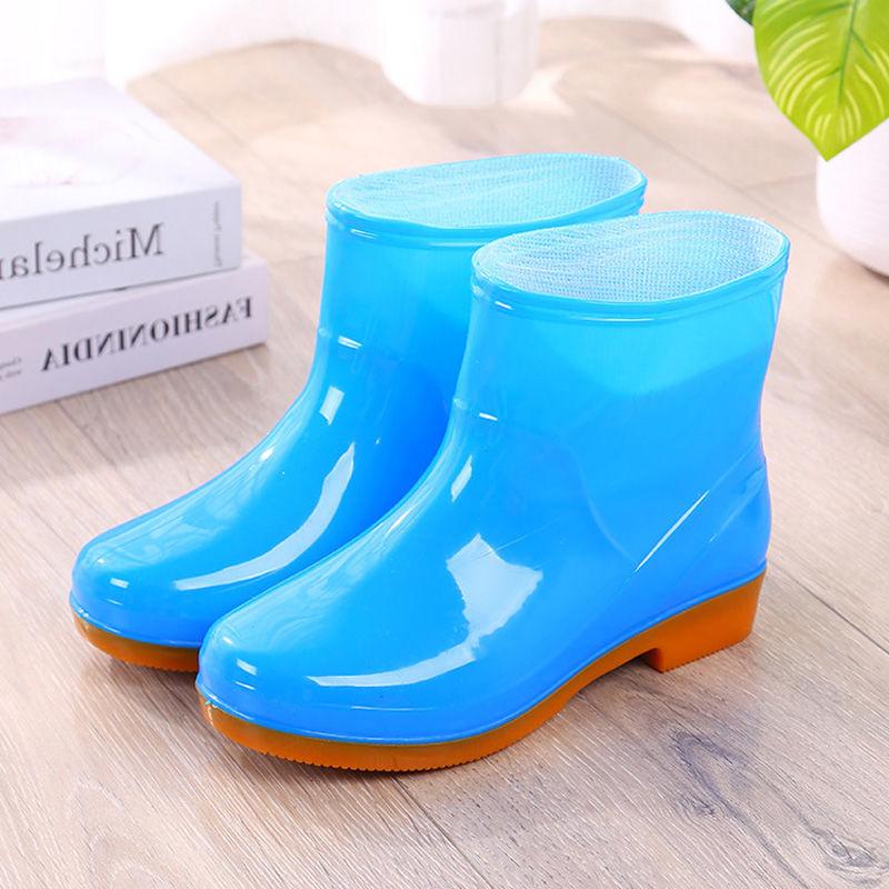 Low Tube Rain Boots Waterproof Shoes Rubber Shoes Overshoes Water Boots Women Fashion Adult Non-slip Short Rain Boots