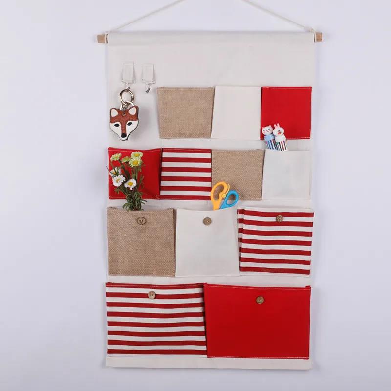 12/13 Pockets Fabric Hanging Bag Storage Bag on The Wall Behind The Door Dormitory Storage Bag Home Mobile Phone Sundries Decoration Hanging Pocket