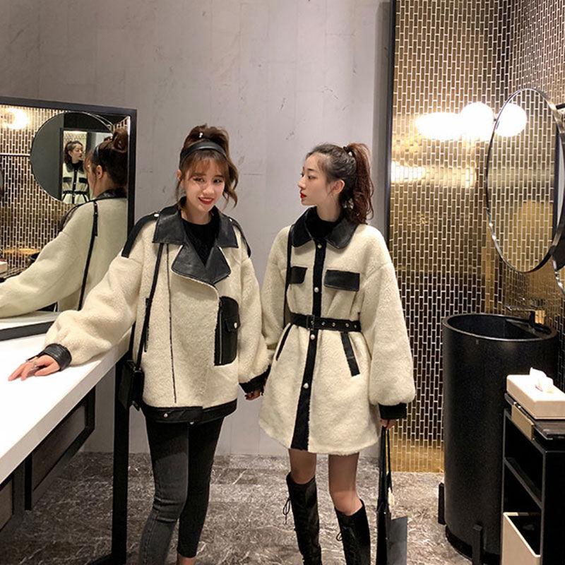 Fashion Lamb Wool Women's Coat Autumn and Winter All-match Korean Style Loose Short Fur One-piece Woolen Coat