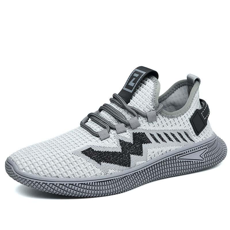 Plus Size 38-44 Summer Men Flying Woven Mesh Sneakers Comfortable Breathable Running Basketball Shoes Casual Shockproof Non-slip Shoes