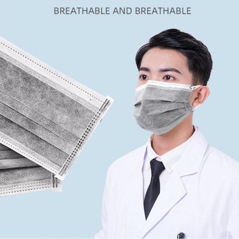 50pcs 4Ply activated carbon meltblown non-woven protective masks anti PM2.5 disposable face masks