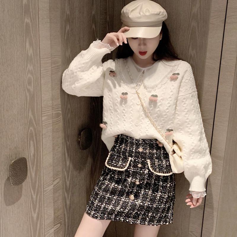 Spring  Autumn Loose Korean Short Style Knitwear Cardigan Women's Sweater Jacket Women's Long Sleeve All-match Top