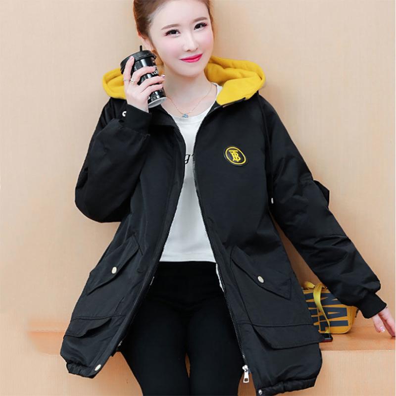 Women's Mid-length Down Jacket Winter Korean Loose Cotton Clothes Casual Hooded Padded Jacket Quilted Jacket