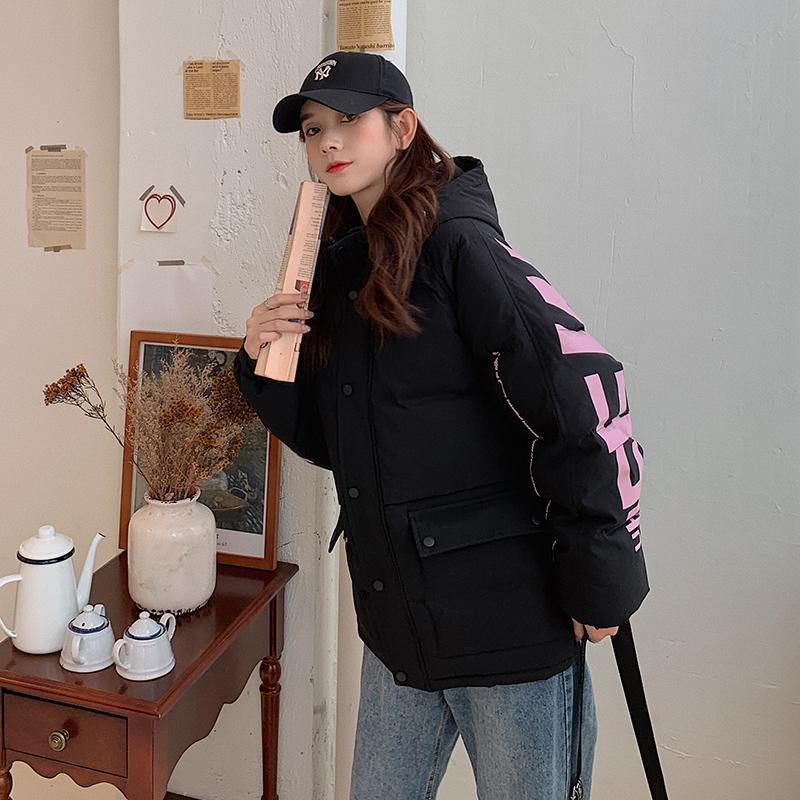 Down Padded Jacket Women Winter Short Winter Padded Jacket Loose Cotton-padded Jacket Bread Jacket Stand-up Collar Hooded Thick Warm Cotton Jacket