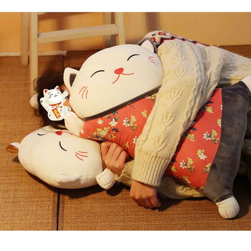 Japanese Beckoning Cat Doll Pillow Quilt Dual-use Sofa Back Cushion Office Seat Waist Cushion Lumbar Pillow Blanket