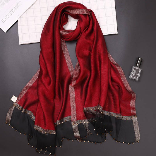 Silk Scarf Gorgeous Fashion Square solid color Chain Women Decoration Shawl