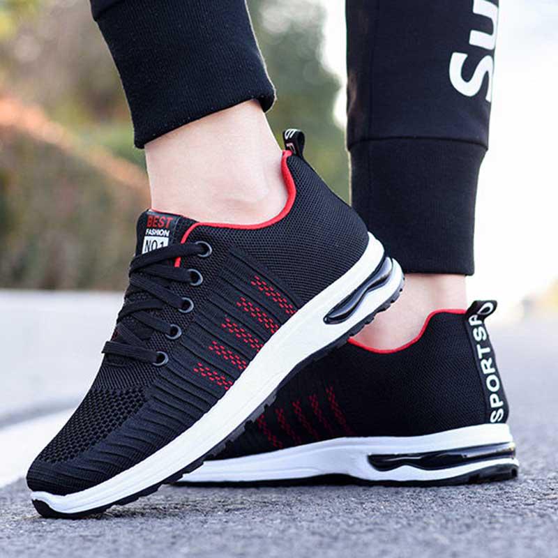 Plus Size 39-44 Men Black Running Shoes Lightweight Sneakers Breathable Outdoor Sports Shoes Comfortable Deodorant Running Gym Shoes