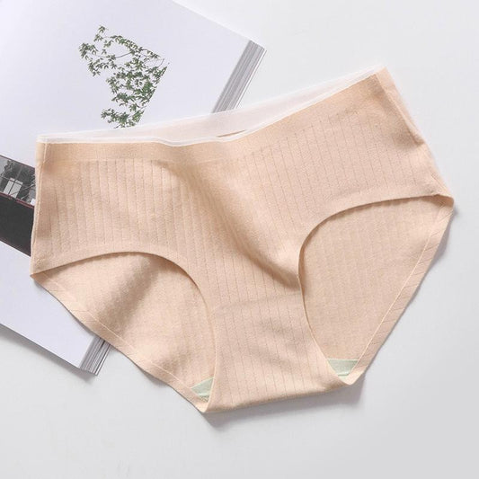 4Pcs/Set Women's Solid Color Panties Cotton Crotch Mid Waist Underpants Large Size Casual Seamless Briefs