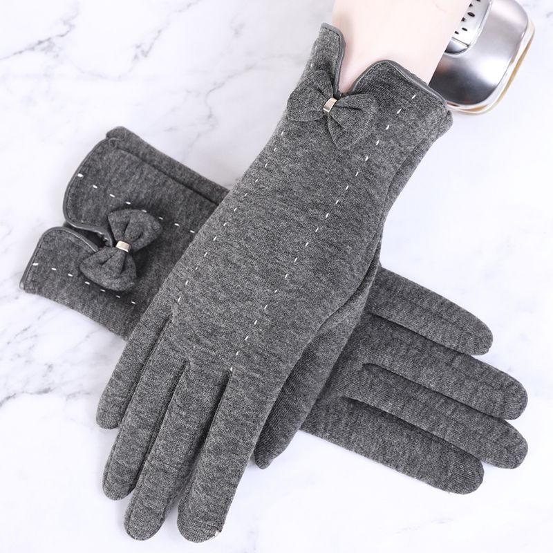 Trend fashion gloves Plush Cotton gloves Windproof gloves Winter Warm gloves Leather gloves Woman