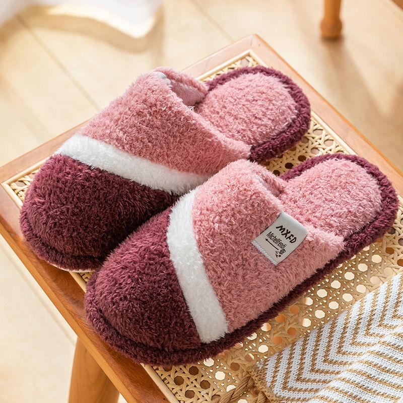 Autumn and Winter Pure Cotton Slippers Indoor Non-slip Soft-soled Shoes Warm Simple Plush Cotton Shoes