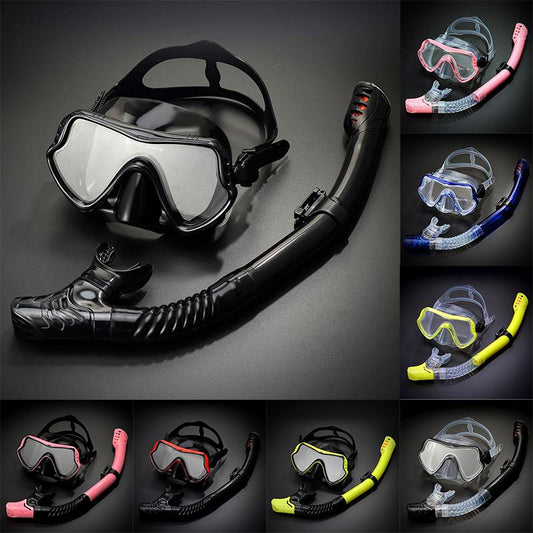 Adult Snorkel Kit, Panoramic Anti-fog Diving Mask and Dry Snorkel Professional Teen Snorkeling Mask Gear for Snorkeling Swimming Diving