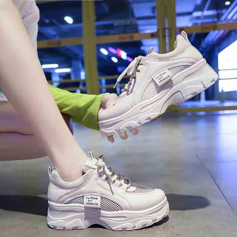 Plus Size 35-40 Summer Women Mesh Sneakers Girls Breathable Deodorant Running Basketball Shoes Shockproof Non-slip Ins Shoes