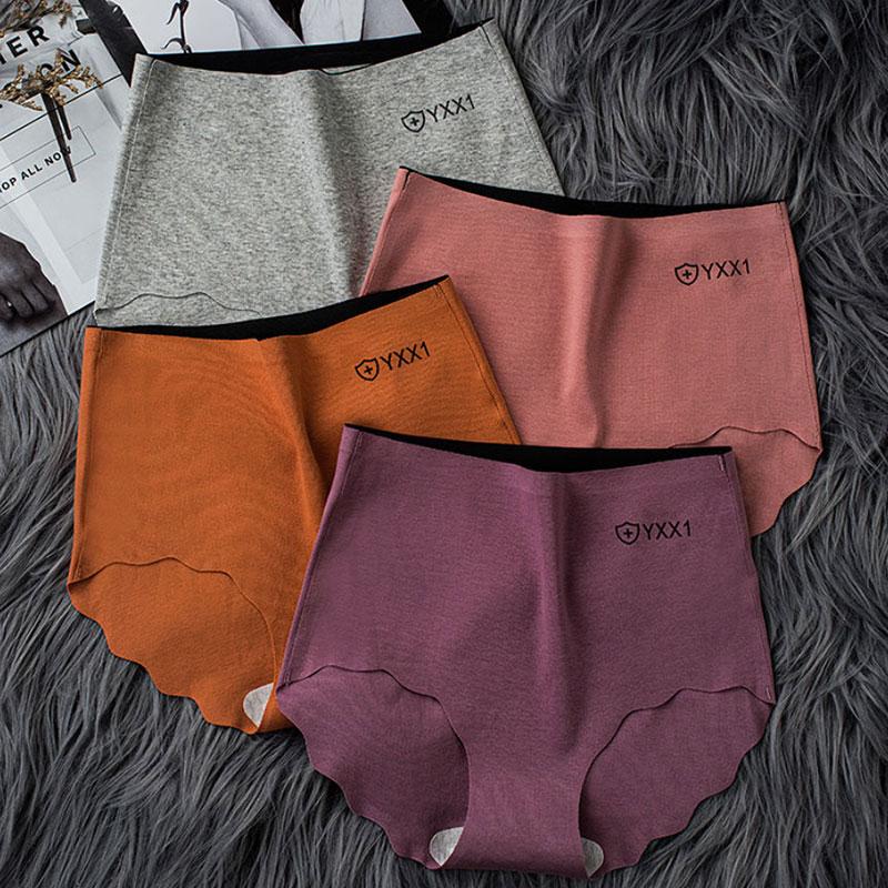 4PCS Plus Size Ladies Sexy Briefs Pure Cotton Antibacterial Panties High Waist Seamless Adult Abdominal Hip Lift Seamless Panties for Ladies