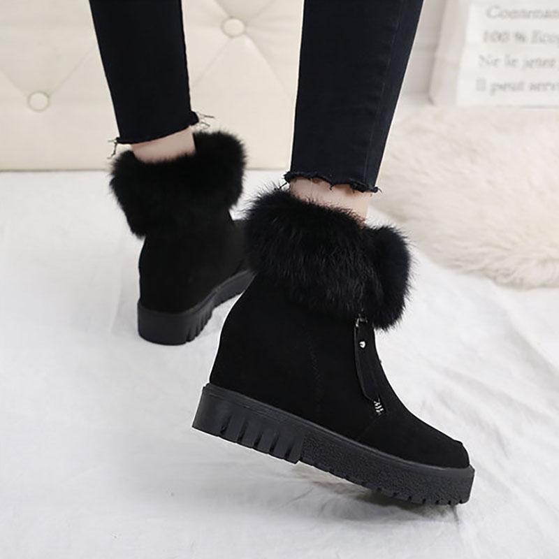 Autumn and Winter Plus Velvet Women's Boots Thick-soled Inner Heightening Snow Boots Short Boots Women's Cotton Shoes