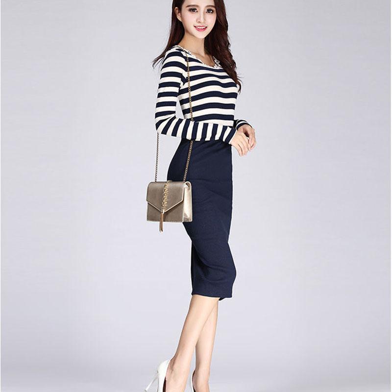 Autumn Winter Sexy Knit Bodycon Skirt for Women OL Stytle Ladies Split Elastic Long Pencil Skirt