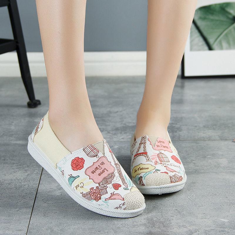 Soft-soled Shoes Breathable Canvas Shoes Women's Old Beijing Cloth Shoes, Spring and Autumn, A Pedal Lazy Flat Shoes