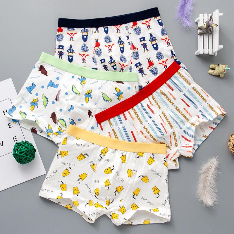 4 PCS/Lot Cotton Boys Boxers Shorts Children Underwear Cartoon Child Boxers Kids Underpants Elastic Soft Panties for Boy 2-15Yrs