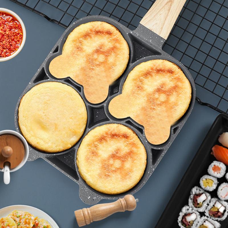 Fried Egg Artifact Breakfast Pot Egg Burger Pot Flat-bottomed Non-stick Pan Frying Pan Four-hole Mold Kitchen Household Pots