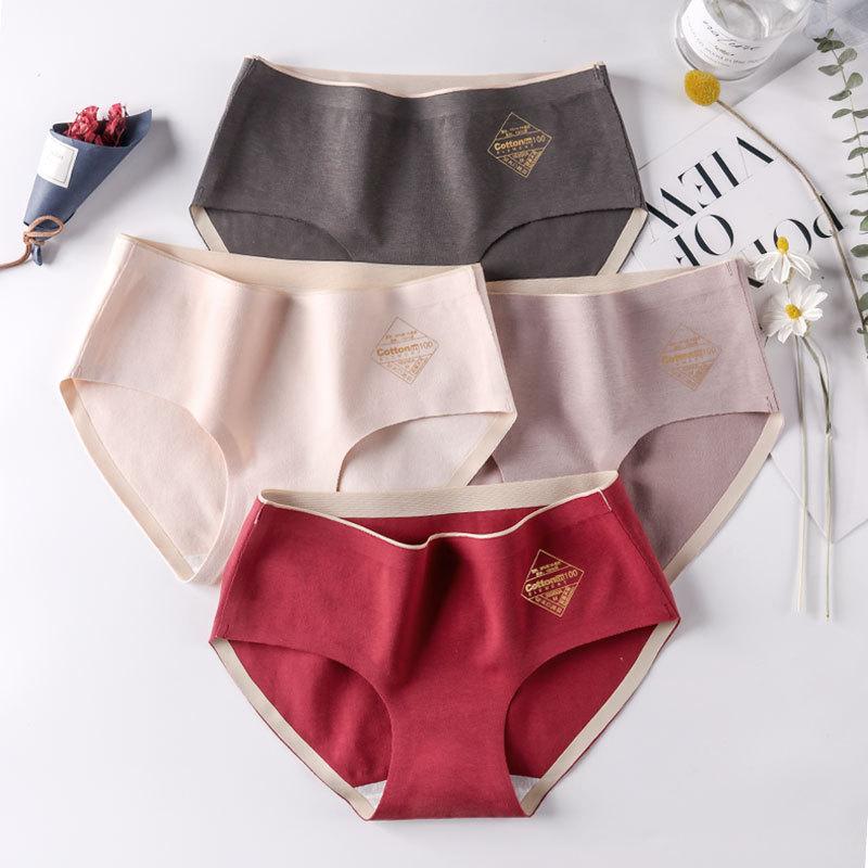 4Pcs/Set Women's Cotton Panties M-XL Comfortable Underpants Female Plus Size Solid Color Briefs