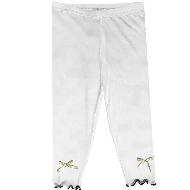 Girls' Leggings Children's Spring and Autumn Thin Bow Korean Cropped Trousers Baby Outer Wear and Inner Wear Stretch Pants