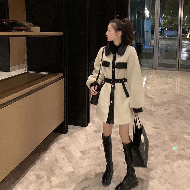 Fashion Lamb Wool Women's Coat Autumn and Winter All-match Korean Style Loose Short Fur One-piece Woolen Coat