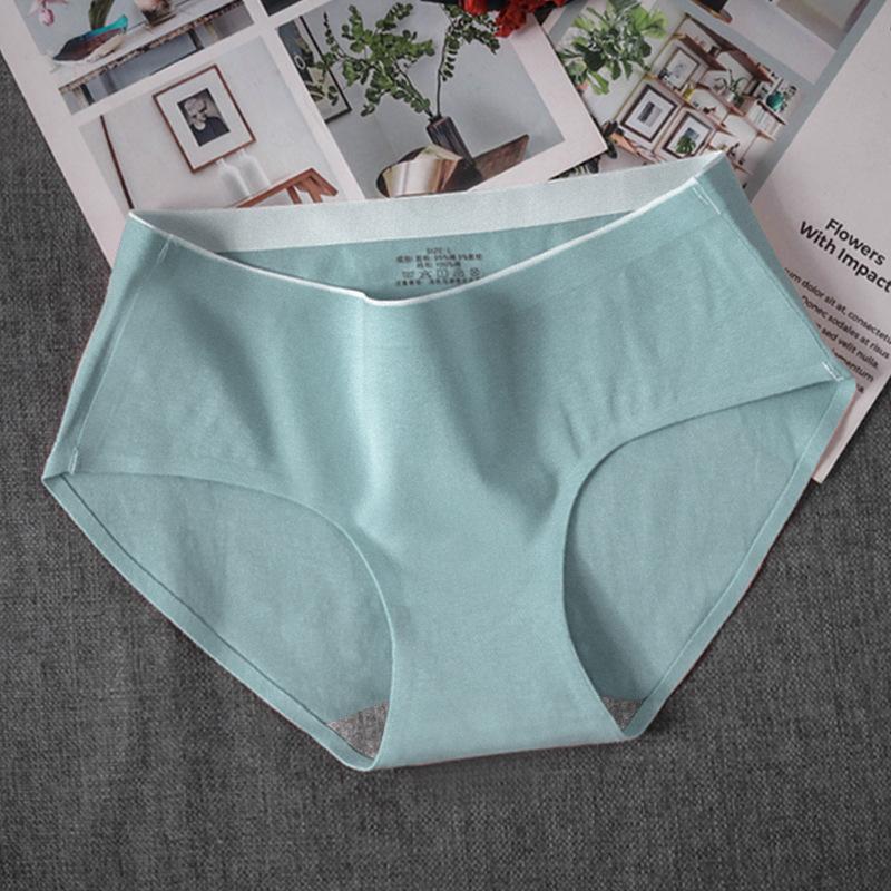 4Pcs/Set Girl's Mid Waist Breathable Seamless Cotton Underpants Women's All-match Solid Color Large Size Causal Soft Briefs