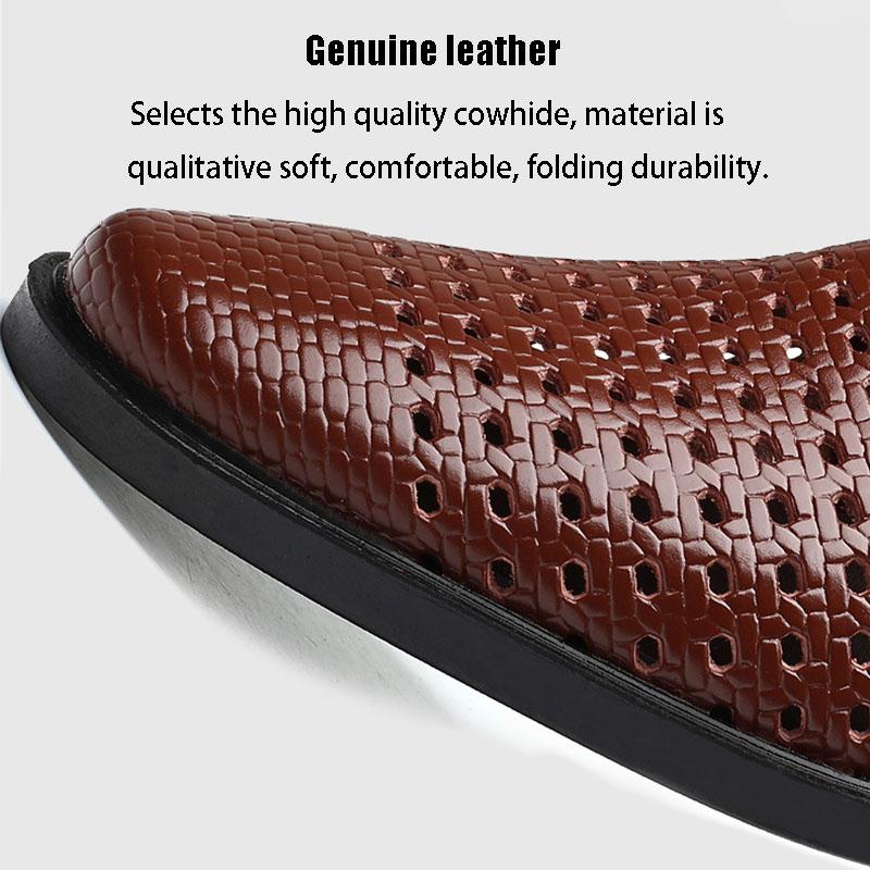 Summer Men Shoes Casual Luxury Genuine Leather Loafers Moccasins Breathable Slip on Shoes