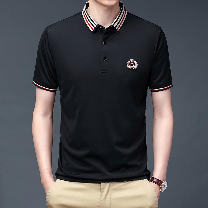 Short-sleeved T-shirt Summer Men's Shirt Lapel Young and Middle-aged Embroidery Top Casual Fashion Trend