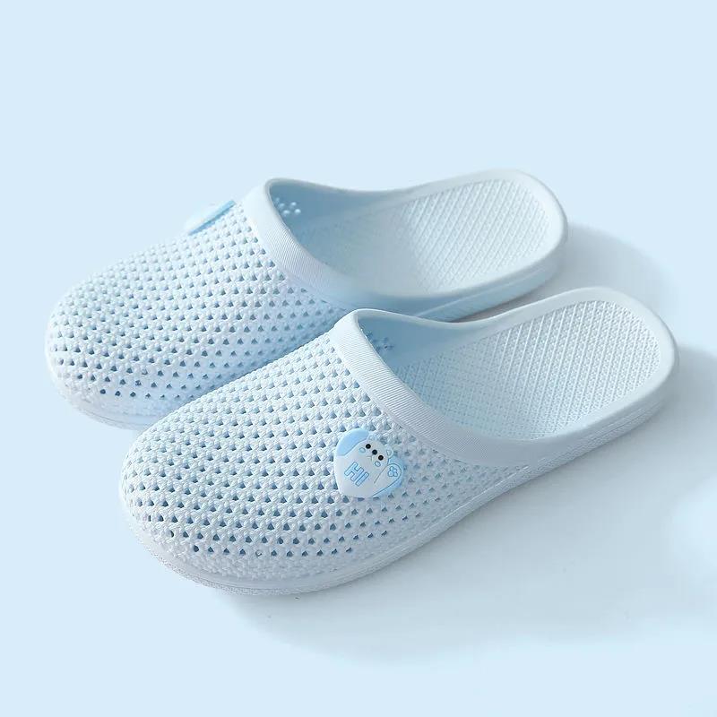 Women Slippers In Summer Flat Bottom Indoor Home Bathroom Non-slip Soft Sole Flat Cool Slippers