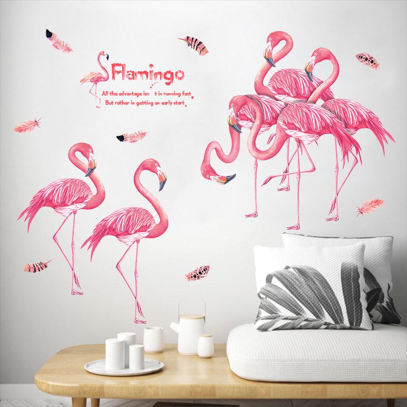 Flamingo bedroom study living room wall porch corridor decoration removable wall stickers