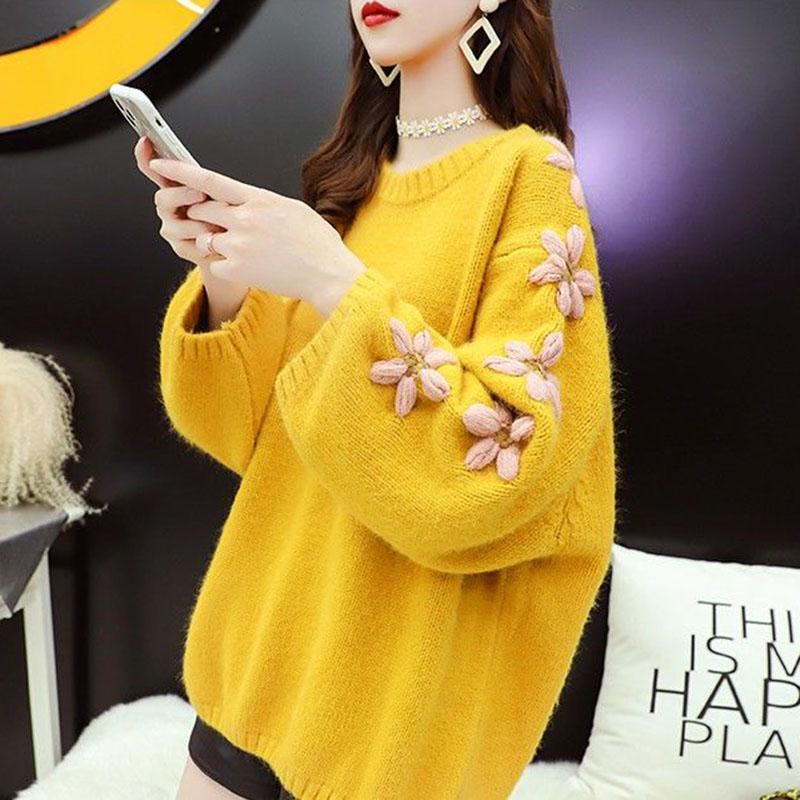 Autumn and Winter Loose Sweater Fashion Casual Jacket Korean Style Simple Young Women's Bottoming Shirt