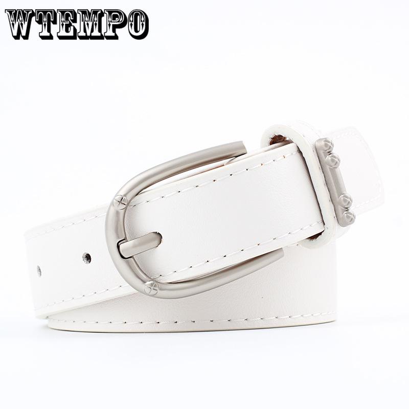 Fashion Concise Accessories Ring Belt Women Pu Leather Pin Buckle Flat Belt