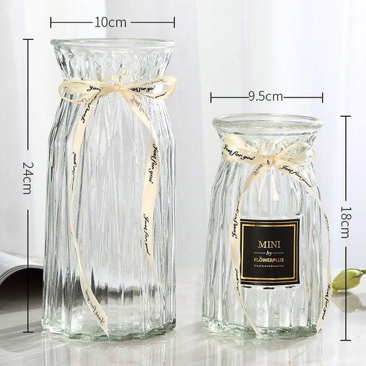 Creative Vase Glass Transparent Living Room Decoration Vase Nordic Simple Rich Bamboo Dried Flower Vase