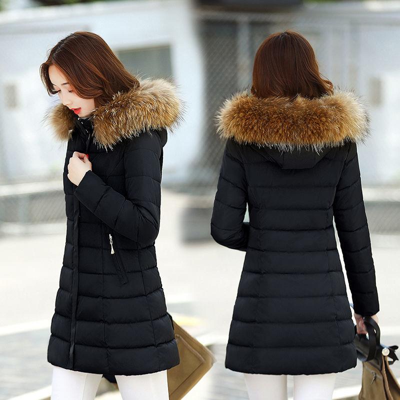 Women's Mid-length Down Jacket Winter Korean Loose Cotton Clothes Casual Hooded Padded Jacket Quilted Jacket