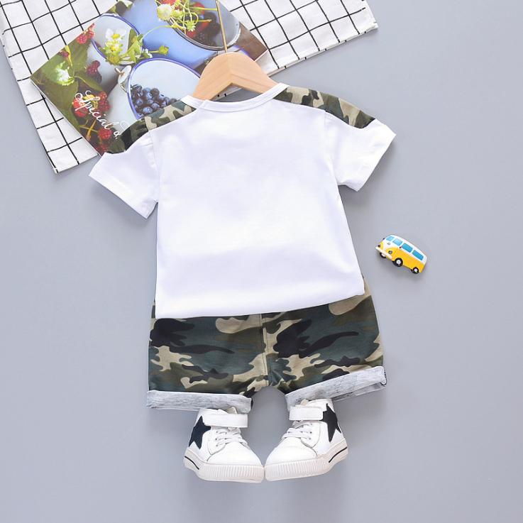 Children's Camouflage Short Sleeve T-shirt Set Summer Korean Style Boy Girl Children's Clothing Baby's Clothing Shorts Suit