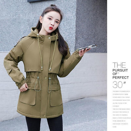 Women's Mid-length Padded Coat Thick and Loose Parkas Padded Coat Winter Korean Style Plus Velvet Jacket