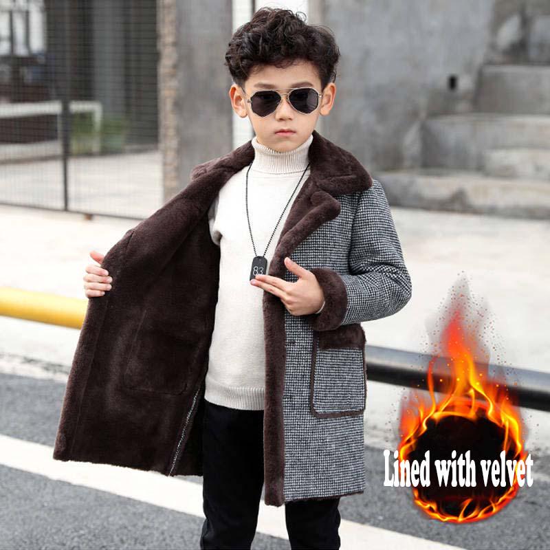 Boys Coats Autumn Winter Fashion Children's Plus Velvet Warming Cotton Fleece Jacket