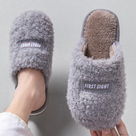 Autumn and Winter Pure Cotton Slippers Indoor Non-slip Soft-soled Shoes Warm Simple Plush Cotton Shoes