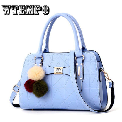 Women's Handbag Fashion Large Capacity Women Shoulder Bag with Hairball Ornaments