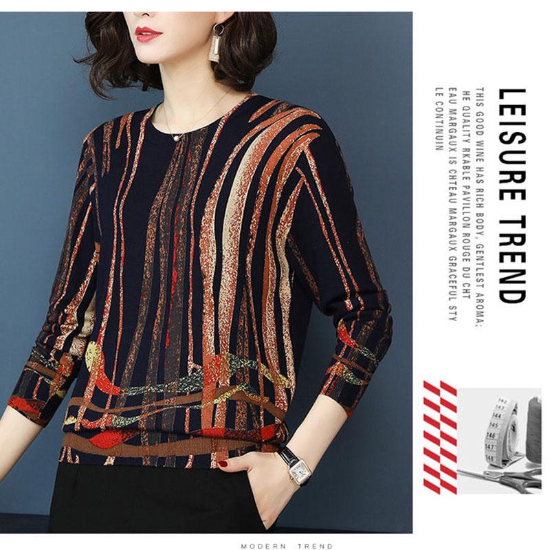 Spring Autumn Winter Women  Plus Size Striped Wool Sweater OL Style Slim Thickening Warm Bottoming  Knitted Sweater