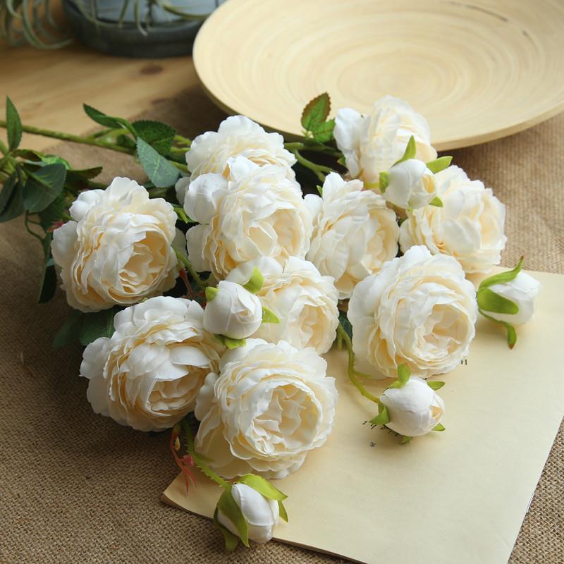 Nordic Simulation Peony Flower Bouquet Home Living Room Floor Decoration Dried Flowers Fake Flowers Silk Flower Ornaments