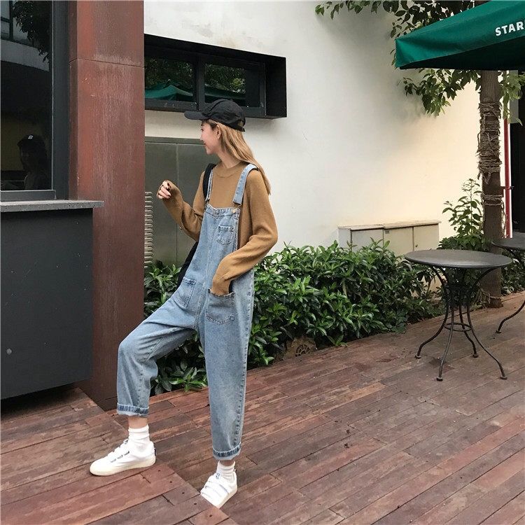 WTEMPO Summer Overalls Jumpsuit Woman Jeans Long Romper Pants Zipper Pockets Sleeveless Adjusted Jeans Trousers