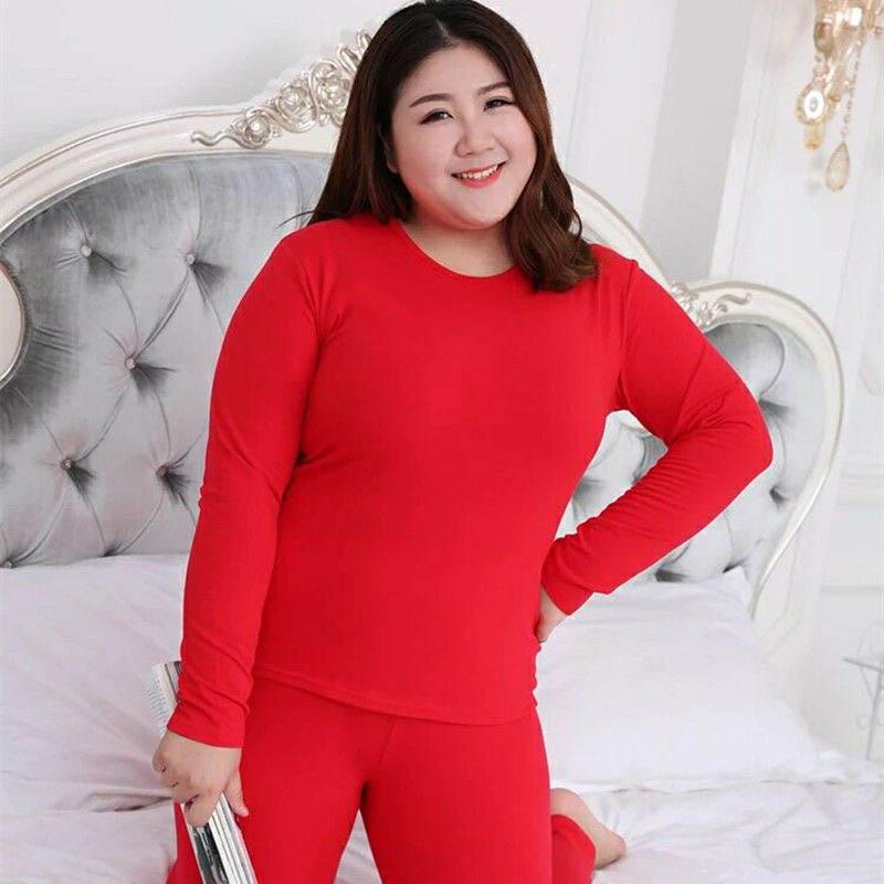 Add Fertilizer To Increase Thermal Underwear Women's Thin Velvet Suit Bottoming Shirt Autumn and Winter Plus Size Pajamas 200 Kg