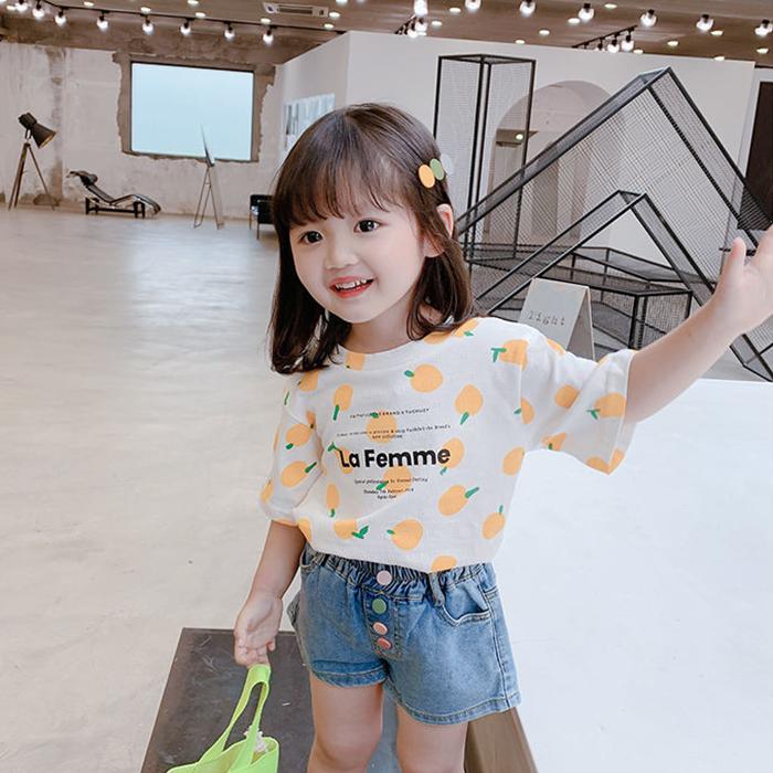 2PCS Children Clothing Set Spring Summer Girls Suits Printing Short Sleeve Tops + Pants Clothing Set