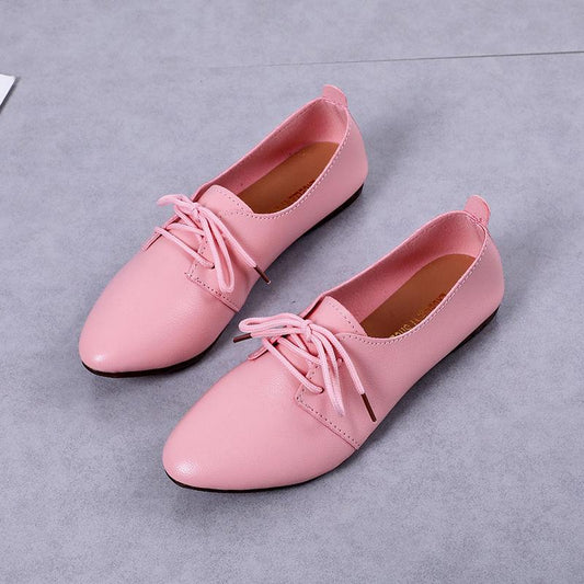 Small Leather Shoes with Tendon Bottom Soft Sole Women's Shoes Pointed Toe Single Shoes Women's All-match Flat Shoes Women's Small Leather Shoes