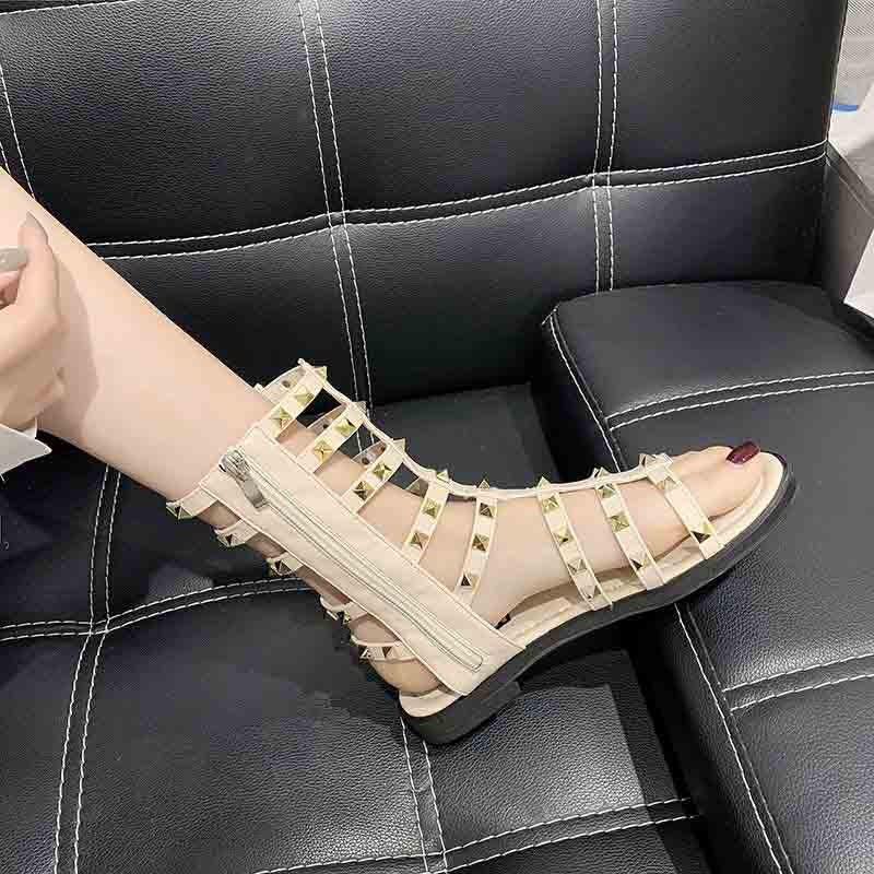 Plus Size 35-39 Summer Women Outdoor Rome Flip Flop Flat Bohemian Beach Shoes Non-slip Office Lady Rivet Sandals