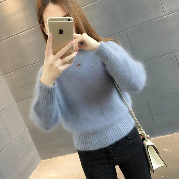 Sweater Women Knitted Pullover Sweater Long Sleeve Turtleneck Slim Jumper Soft Warm Pull Femme