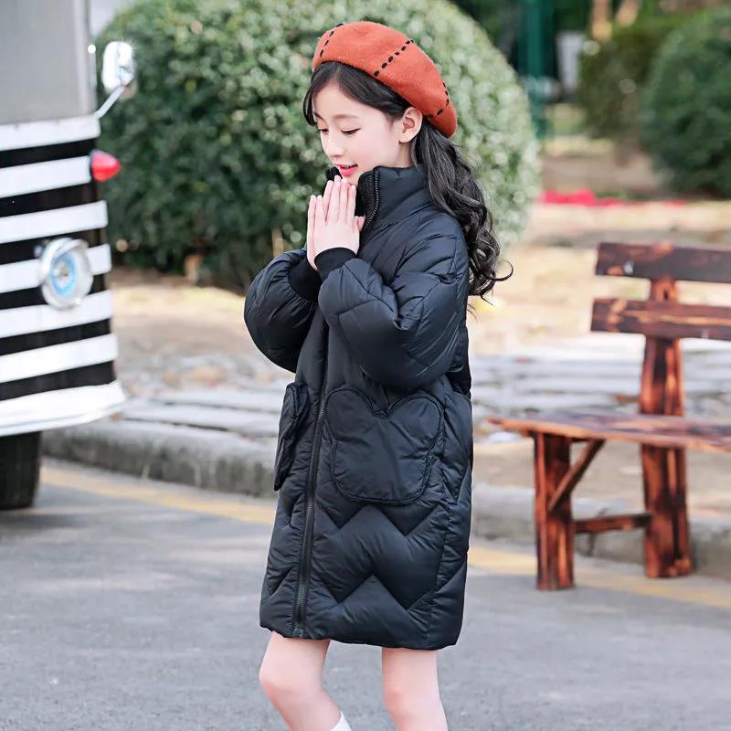 Girls' Cotton-padded Jacket Keep Warm Girl's Cotton-padded Jacket Mid-length Children's Winter Cotton Jacket