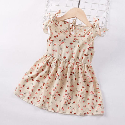 Summer Toddler Baby Kids Girls Sleeveless Ribbons Bow Floral Dress Princess Dresses Girls Clothing Kids Casual Dresses