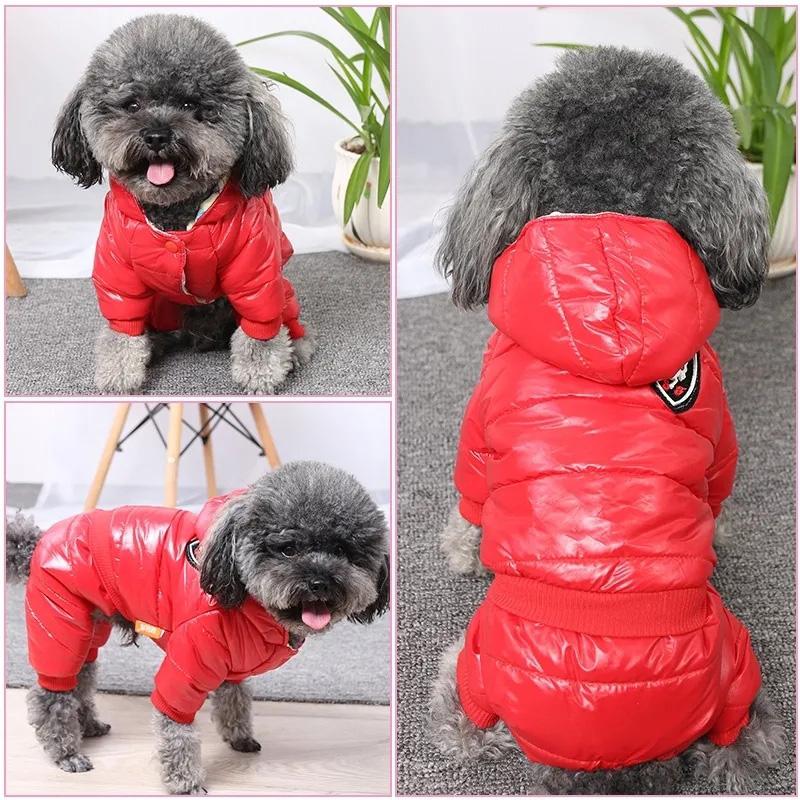 Pet's Clothes Autumn and Winter Warm Jackets Coat for Dog Cats Clothes Plus Velvet Four-legged Teddy Cat Windproof Clothes Waterproof Coat Outerwear